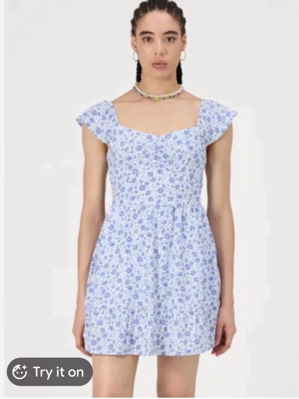 Hollister Blue Floral Pinch-Bust Mini Dress